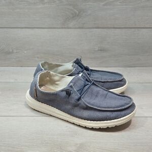 Hey Dude Women Wendy Chambrqy Navy White  Casual  Canvas Shoes Sz 7